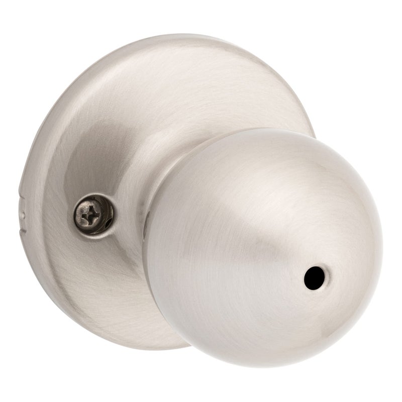 Kwikset Polo Interior Privacy Door Knob with Lock Door Handle For Bathroom and Bedroom Satin Nickel Keyless Turn Lock Doorknob with Microban Protection