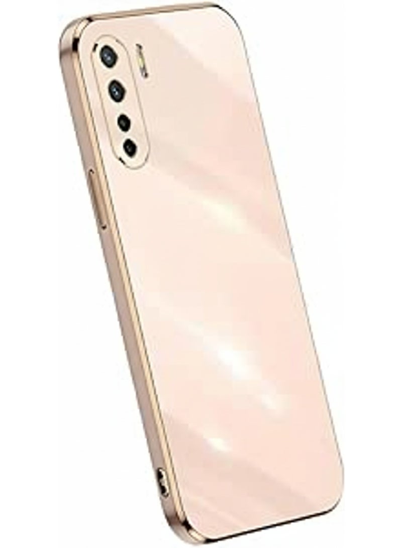 جراب لهاتف Reno 3 / 4G مطلي بالذهب من مادة TPU السيليكونية الناعمة المضادة للخدش والصدمات لهاتف Reno 3 / 4G (وردي)