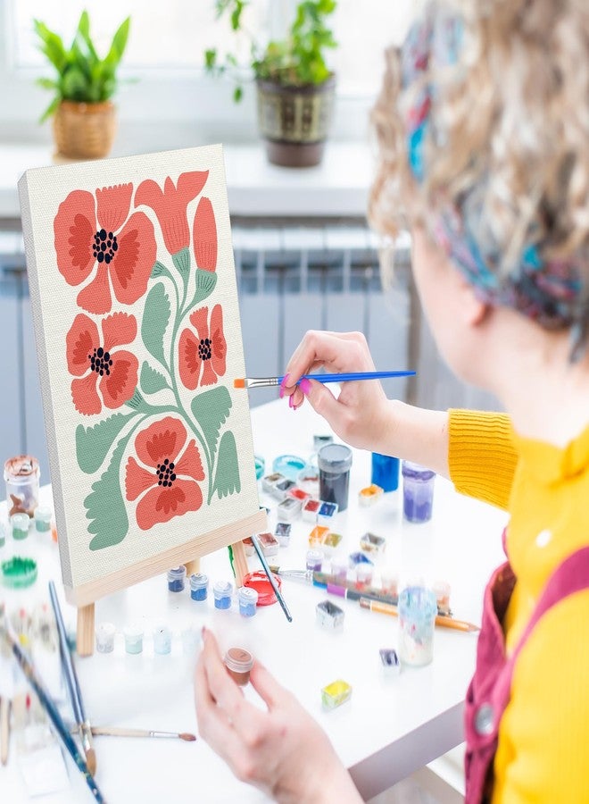 RoundFunny 12 Set Paint by Numbers Kit for Adults Simple Flowers Painting 8x10 Inch with Wooden Frame Easel Acrylic Paints Brushes Watercolor Oil Paint by Number Gifts for Home Wall Decor - Image 5
