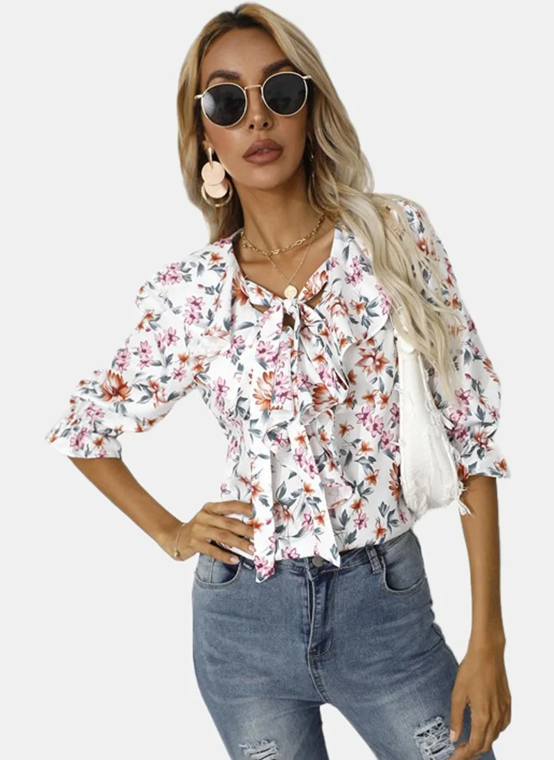 YUNIQEE White Printed Top