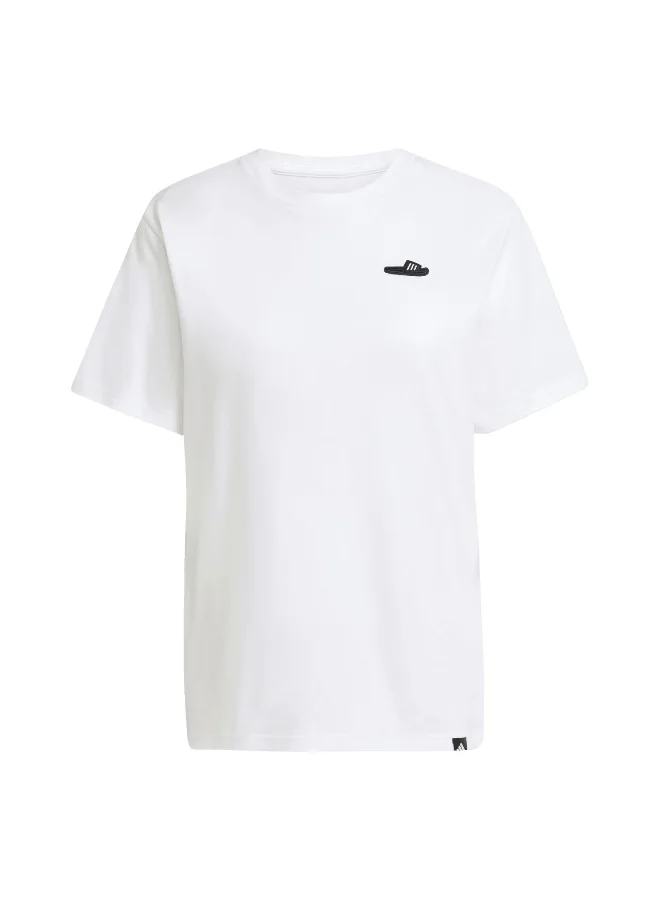 Adidas Adidas Slide Tee White Graphic Tee (Short Sleeve) T-Shirts For Women