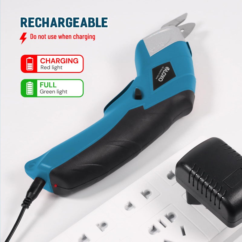 VLOXO مقص كهربائي لاسلكي VLOXO مع 2 شفرة قابلة للشحن أداة قطع قوية للأقمشة والورق المقوى والسجاد والجلد والفلين مع شاحن - Image 5