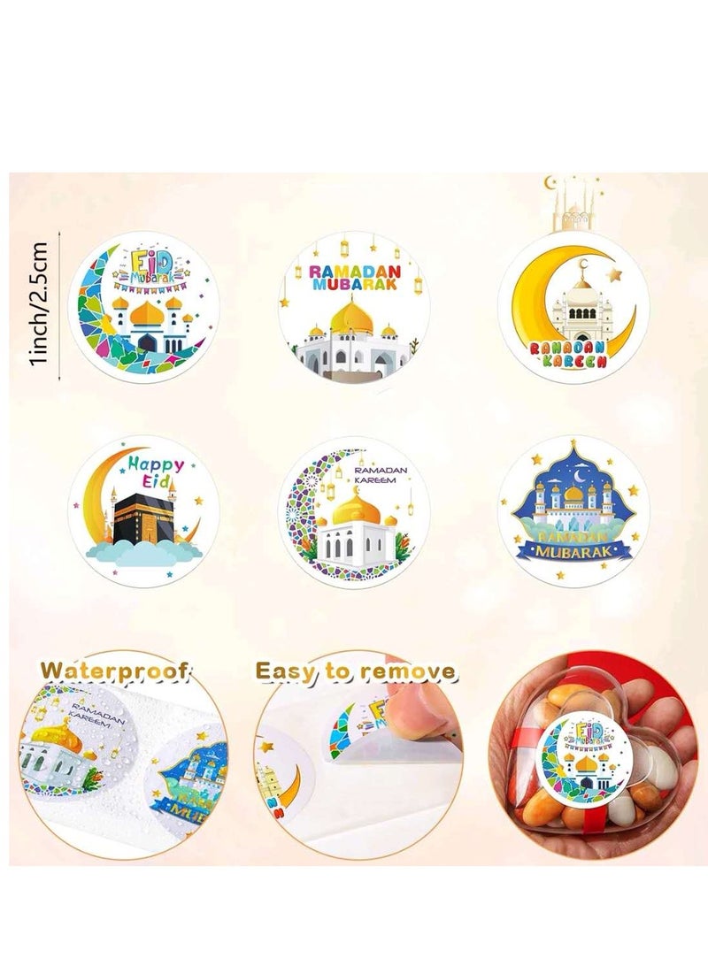 500Pcs Ramadan Kareem Eid Mubarak Adhensive Stickers Perforated Roll Sticker Gift Tag Stickers for Ramadan Eid Party Decorations  Party Supplies,6 Design - Image 4