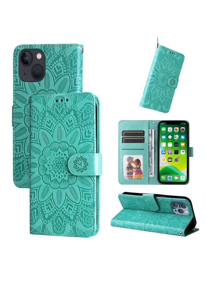 erorex Case For iPhone 13 Embossed Sunflower Leather Phone Case - Image 1