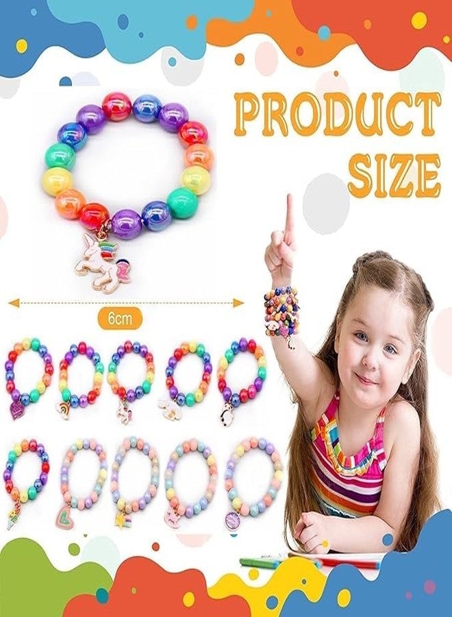 El Regalo 2PCs Girls Kids Rainbow Beads Charms Bracelets Set- Heart, Unicorn, Mermaid, Rainbow, Star charms for Baby Toddler Girls Kids (Rainbow & Unicorn) - Image 3
