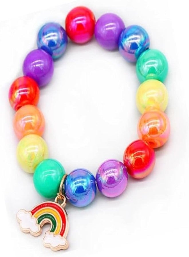 El Regalo 2PCs Girls Kids Rainbow Beads Charms Bracelets Set- Heart, Unicorn, Mermaid, Rainbow, Star charms for Baby Toddler Girls Kids (Rainbow & Unicorn) - Image 5