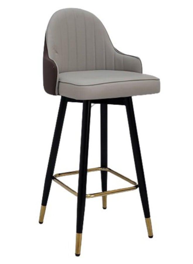 KARNAK Karnak Barstool Counter Height Stools Bar Stool with Back High Bar Chair Modern Stylish Chairs for Kitchen Counter PU Leather Seat Foam Top Seat Moving 360° Degree Color GREY & Dark Brown - Image 1