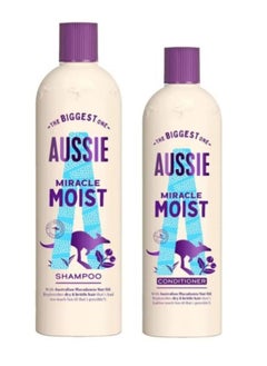 Aussie Aussie Shampoo and Conditioner Miracle Moist Macadamia Oil Infused Hair Care Set Combo, Personal Care 675ml + 470ml 