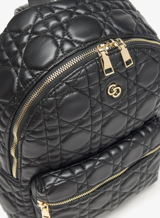 Celeste Quilted Backpack with Adjustable Straps and Zip Closure - 28x15x38 cm