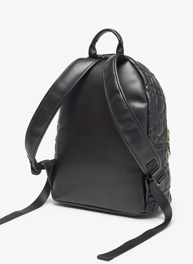 Celeste Quilted Backpack with Adjustable Straps and Zip Closure - 28x15x38 cm