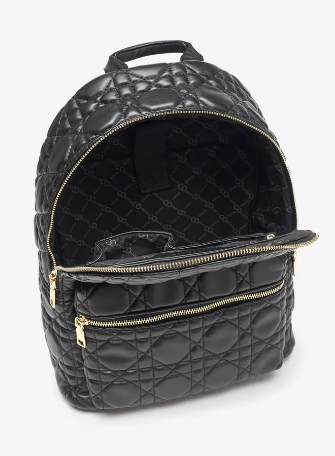 Celeste Quilted Backpack with Adjustable Straps and Zip Closure - 28x15x38 cm
