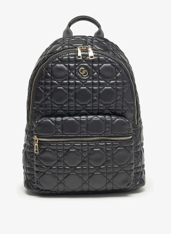 Celeste Quilted Backpack with Adjustable Straps and Zip Closure - 28x15x38 cm