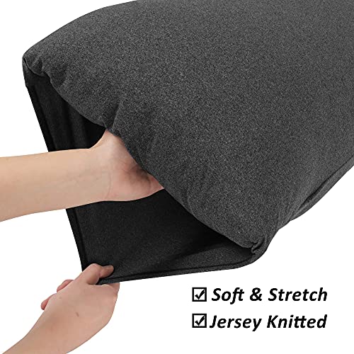 ALYVIA SPRING Stretch Pillowcases - Micro Jersey Knit & Ultra Soft Grey Pillow Cases, Standard Size - Set of 2, Heather Gray - Image 3