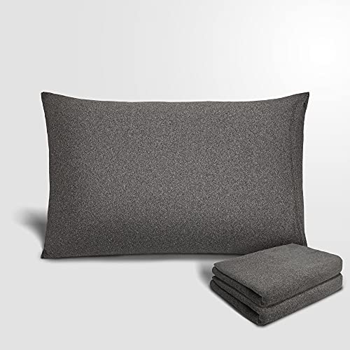 ALYVIA SPRING Stretch Pillowcases - Micro Jersey Knit & Ultra Soft Grey Pillow Cases, Standard Size - Set of 2, Heather Gray - Image 1