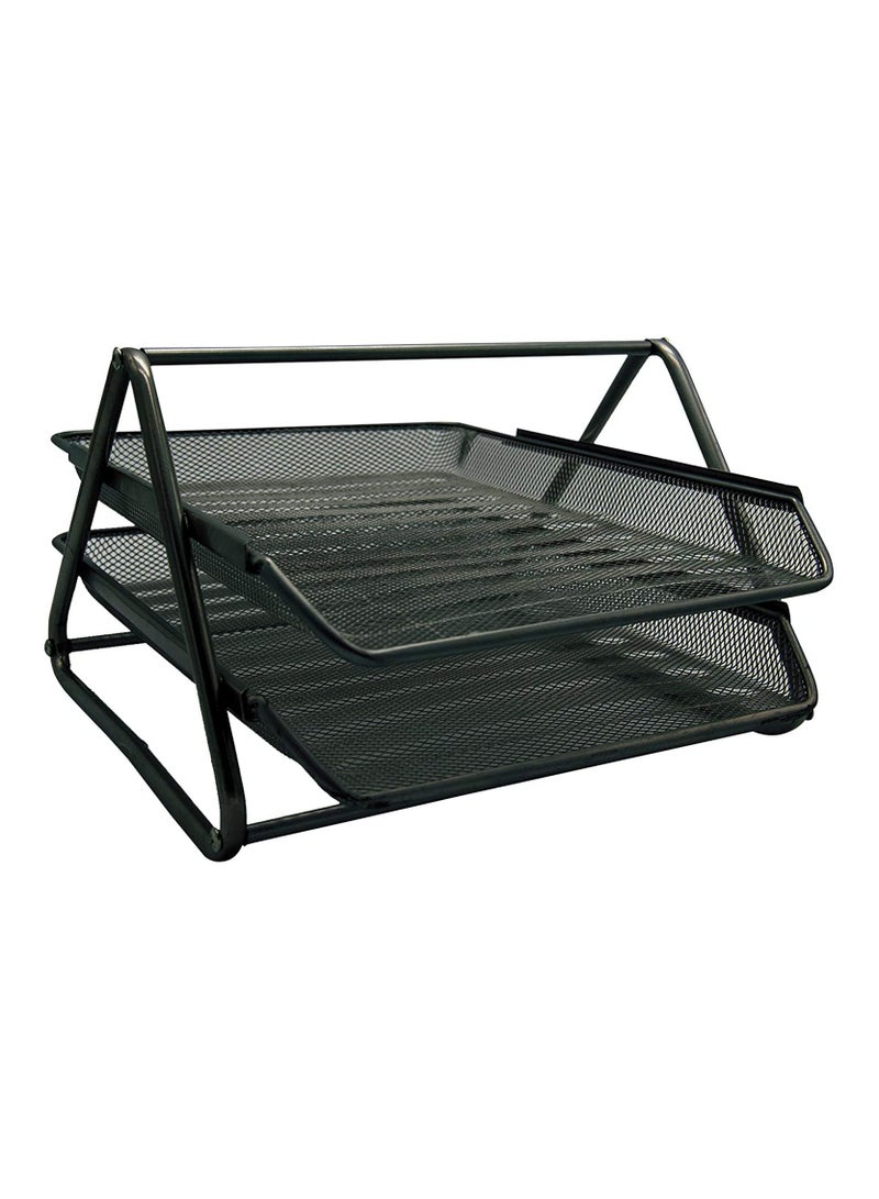 FIS Wire Mesh Office Trays Set of 2 Trays, Black Color, Suitable for A4 Documents - FSOT101BK - Image 1