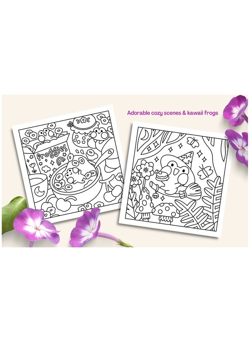 SOUTHERN LOTUS Froggy Days: A Kawaii Frog Coloring Book for Kids and Adults: Adorable Frog Adventures in Relaxing, Cute, and Fun Coloring Pages for All Ages Stress Relief and Creativity (Sweet & Kitsch) 21CM X 21CM  - Image 2