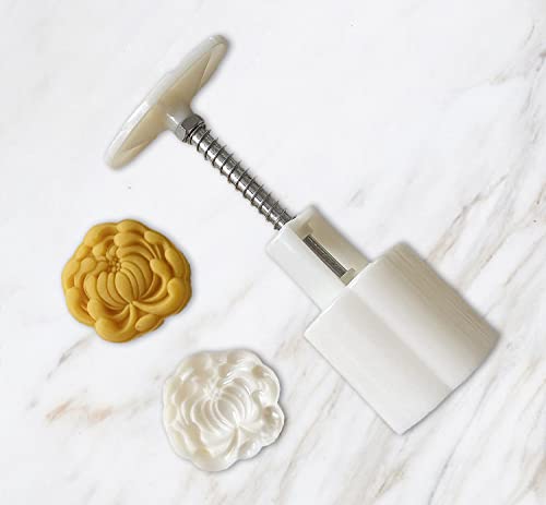FOYWOTI Stamped mid-autumn mooncake press mold, hand-pressed mooncake dessert DIY with 1 stamped flower, mooncake puff pastry press mold DIY (1 chrysanthemum stamp-1) - Image 2