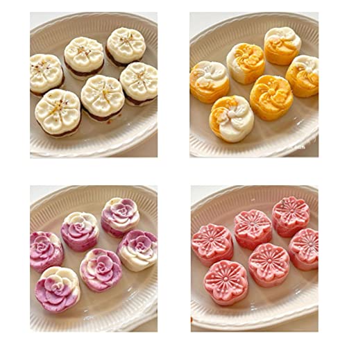 FOYWOTI Stamped mid-autumn mooncake press mold, hand-pressed mooncake dessert DIY with 1 stamped flower, mooncake puff pastry press mold DIY (1 chrysanthemum stamp-1) - Image 3