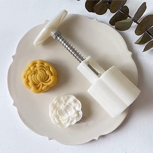 FOYWOTI Stamped mid-autumn mooncake press mold, hand-pressed mooncake dessert DIY with 1 stamped flower, mooncake puff pastry press mold DIY (1 chrysanthemum stamp-1) - Image 1