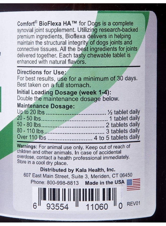 كالا هيلث مكمل KALA HEALTH Comfort BioFlexa Hip and Joint Plus HA للكلاب، 60 قرصًا، يدعم المفصل الزليلي بحمض الهيالورونيك، الجلوكوزامين، الكوندرويتين، MSM، سيتيل ميريستوليت وإستر-سي - Image 3