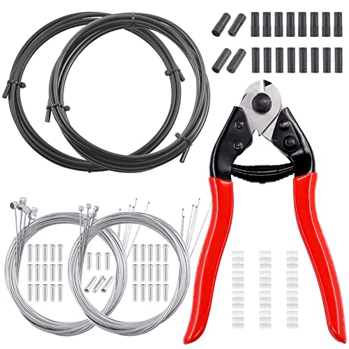Swpeet 83Pcs Stainless Steel Bike Cable Cutter and Brake Cable Housing Shift Cable Housing with End Caps Bike Brake Cable Shifter Cable and ORings Kit Perfect for Mountain Road Bike Bicycle - Image 1