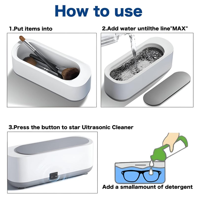 High Frequency Ultrasonic Jewelry Cleaner Device: Mini Ultrasonic Cleaner Portable Household Use for Jewelry, Eyeglasses, Watches, Rings, Retainers, Coins (N - Image 2