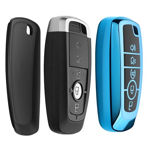 Sindeda for Ford Key Fob Cover With Keychain Premium Soft TPU Full Protection Key Case Shell Compatible with Ford Explorer Mustang Fusion Escape F150 F250 F350 F450 F550 Edge(Blue) - Image 4