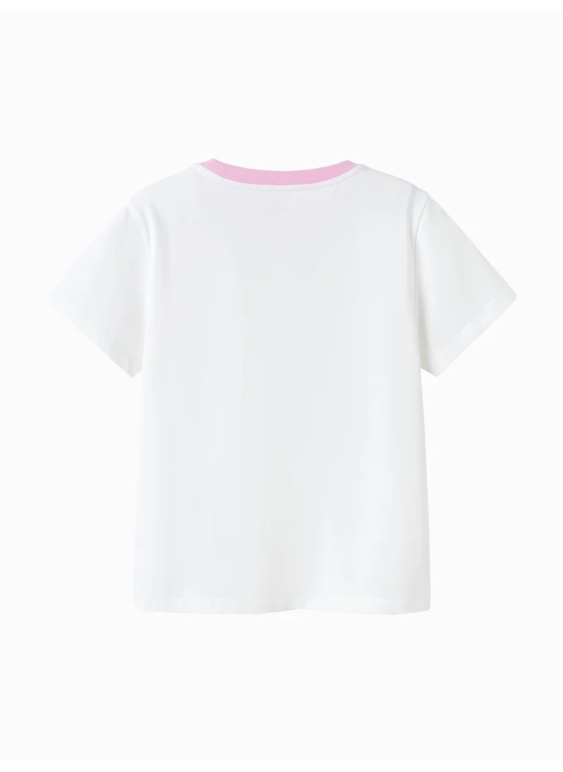 بالابالا Kids Girl Round v-neck short-sleeved T-shirt