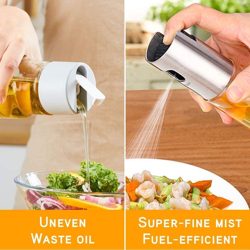 Khakhi Oil Sprayer for Cooking Oil Dispensing Bottle Refillable Glass Spray Bottle for BBQ Salad Baking Grilling Roasting Frying 100 ml - Image 2