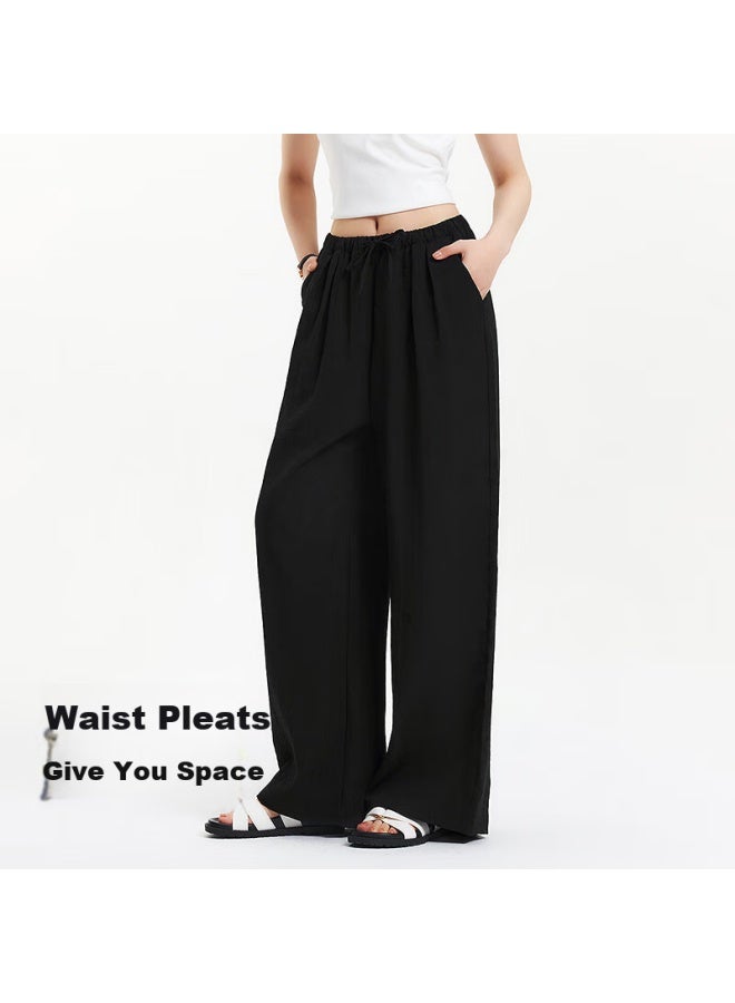 Semir Women's Texture Long Pants Casual Loose Relaxation 2025 Summer Elastic Waist Wide Leg Pants 109325127007 - Image 4