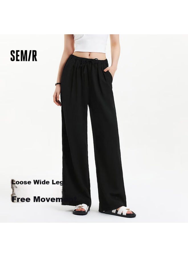 Semir Women's Texture Long Pants Casual Loose Relaxation 2025 Summer Elastic Waist Wide Leg Pants 109325127007 - Image 1