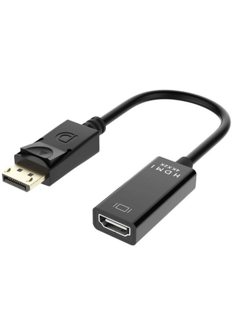 كابل محول DP إلى HDTV HDMI 4K 30 هرتز مطلي بالذهب منفذ عرض إلى كابل محول HDMI DP ذكر إلى كابل محول HDMI أنثى (أسود) - Image 1