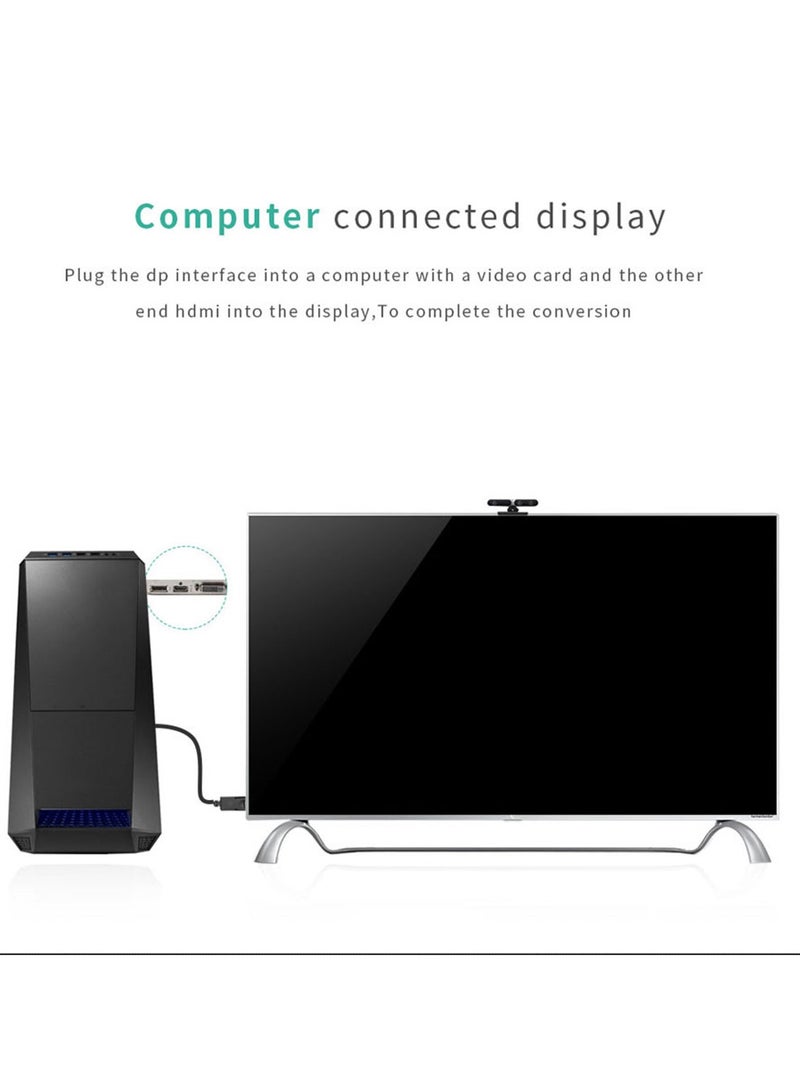 كابل محول DP إلى HDTV HDMI 4K 30 هرتز مطلي بالذهب منفذ عرض إلى كابل محول HDMI DP ذكر إلى كابل محول HDMI أنثى (أسود) - Image 5