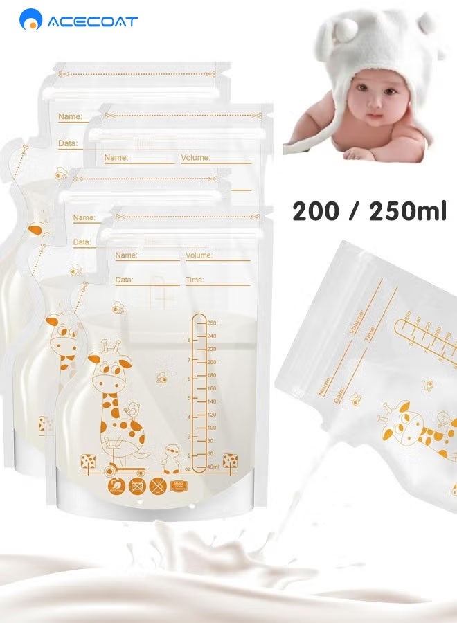 ACECOAT 100 Pieces Breastmilk Storage Bag, Disposable Milk Storage Bag for Breastfeeding, No-Leak Milk Freezer Storage Pouches, 200ml / 250ml - Image 1
