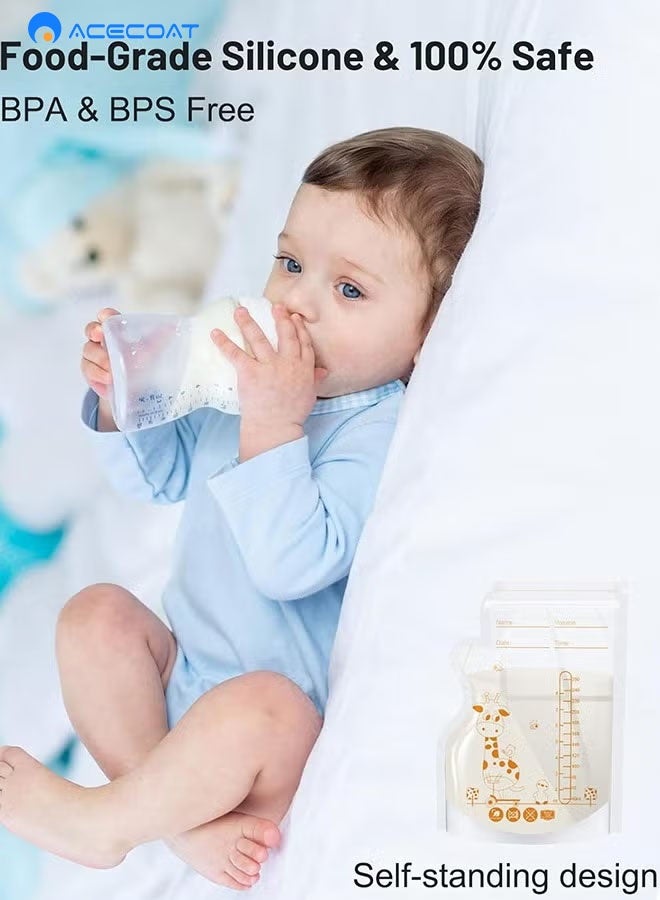 ACECOAT 100 Pieces Breastmilk Storage Bag, Disposable Milk Storage Bag for Breastfeeding, No-Leak Milk Freezer Storage Pouches, 200ml / 250ml - Image 5