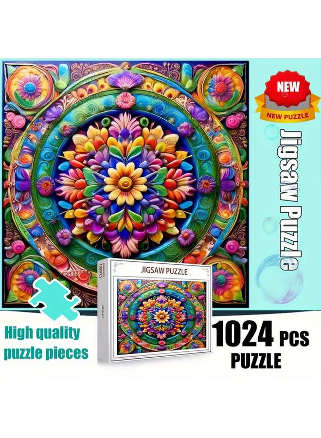 1024 Pcs Floral Mandala Jigsaw Puzzle For Adults 19 69x19 69 Inch Stress Relief Gift - Image 2