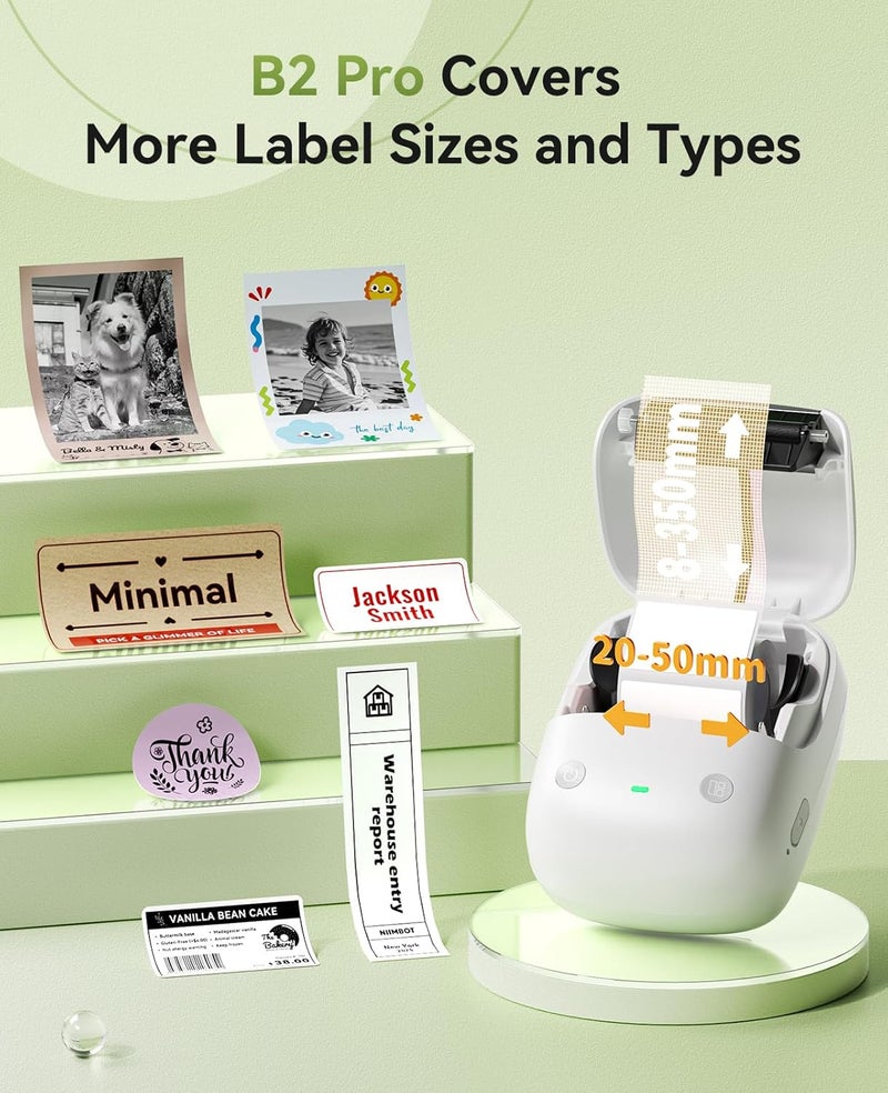 B2 Pro Label Maker Machine with Tape, 300DPI Sticker Printer Portable Bluetooth Label Printer, for Photo Sticker, DIY Crafts, Study Notes, Gift, Journal Labeling Organization(B2 Pro, Green) - Image 4