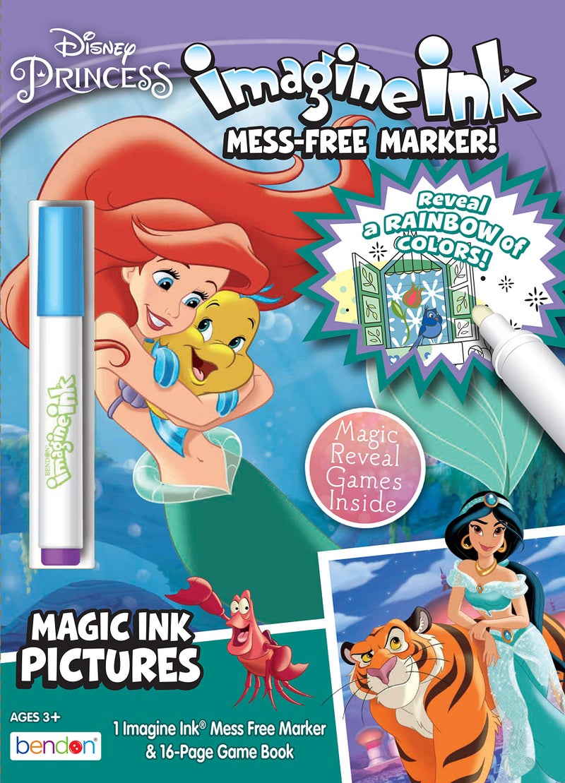 Bendon Disney Princess Imagine Ink Little Mermaid Coloring Book Aladdin Imagine Ink 16 Pages Officially Licensed - Image 2