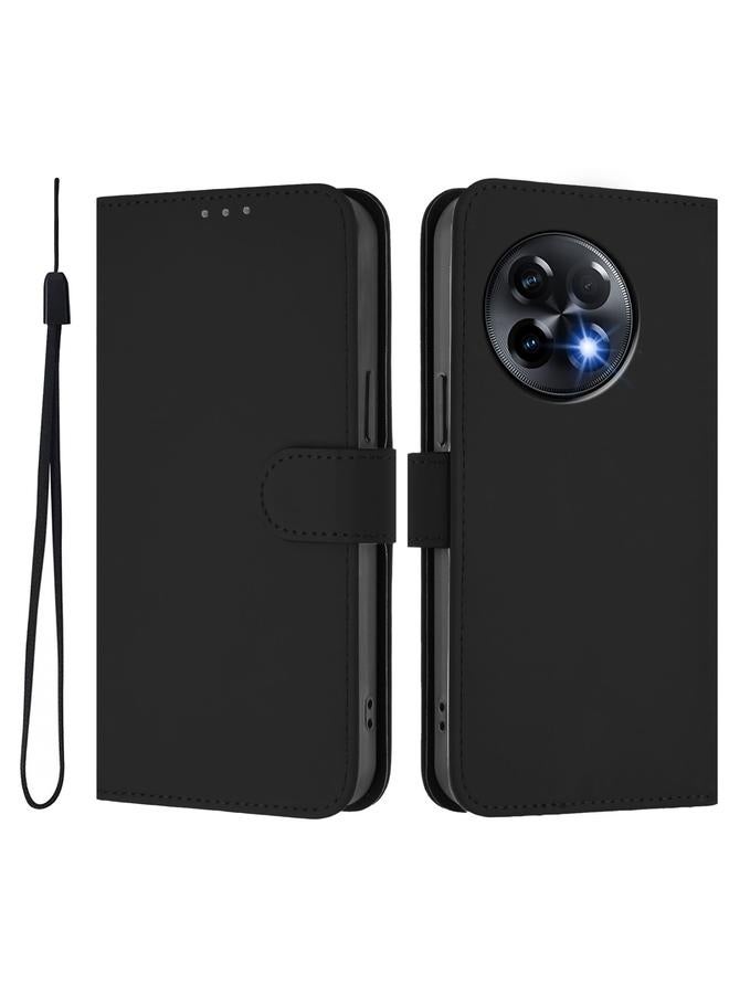 S-TOP Case For OnePlus 11R 5G Global Skin Feel Solid Color Leather Phone Case with Lanyard - Image 2