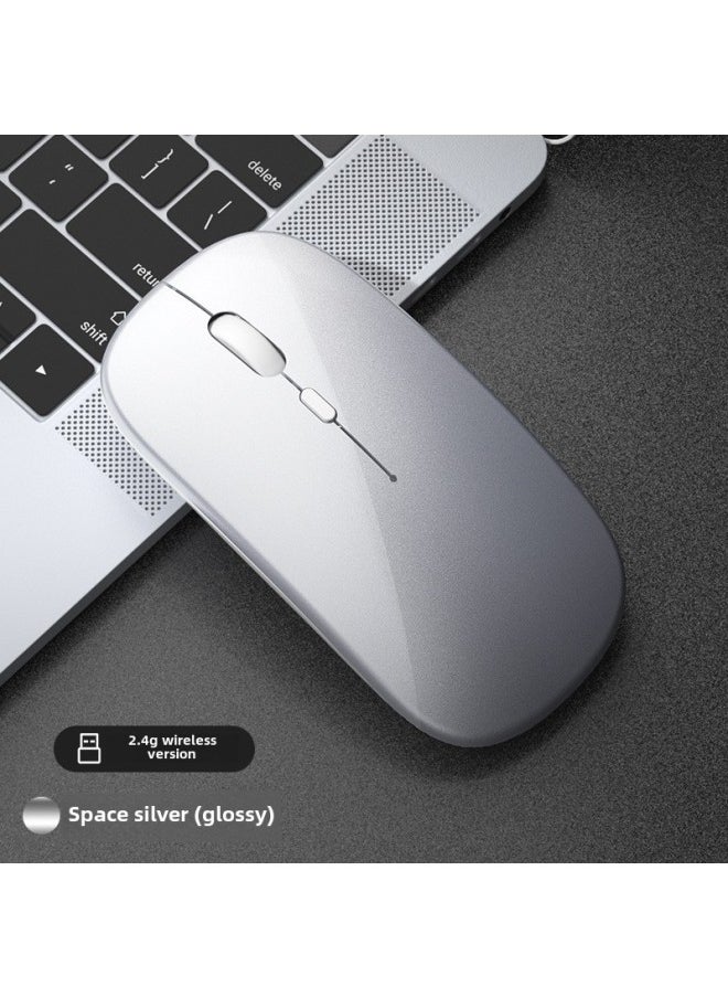 Generic - Wireless Mouse Charging Silent Bluetooth Dual-mode Home Office Laptop Desktop External Unlimited Mouse-Specifications:Space Silver/wireless Version [silent And Silent + Rechargeable]- - Image 1