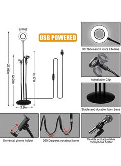 Generic 3 in 1 Professional Live Stream Kit with Small USB Ring Light Mic Holder CellPhone Web Cam Holder Premium Stand For Makeup Video Shoots Live Video Calling And More  - Image 3