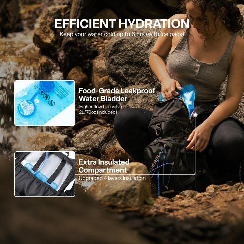 EVERFUN Hiking Hydration Backpack 18L Insulated Water Backpack with Water Bladder 2L, Women Men Hydration Pack Daypack Lightweight Hydropack with Rain Cover for Hiking, Cycling, Running, Festivals - Image 3