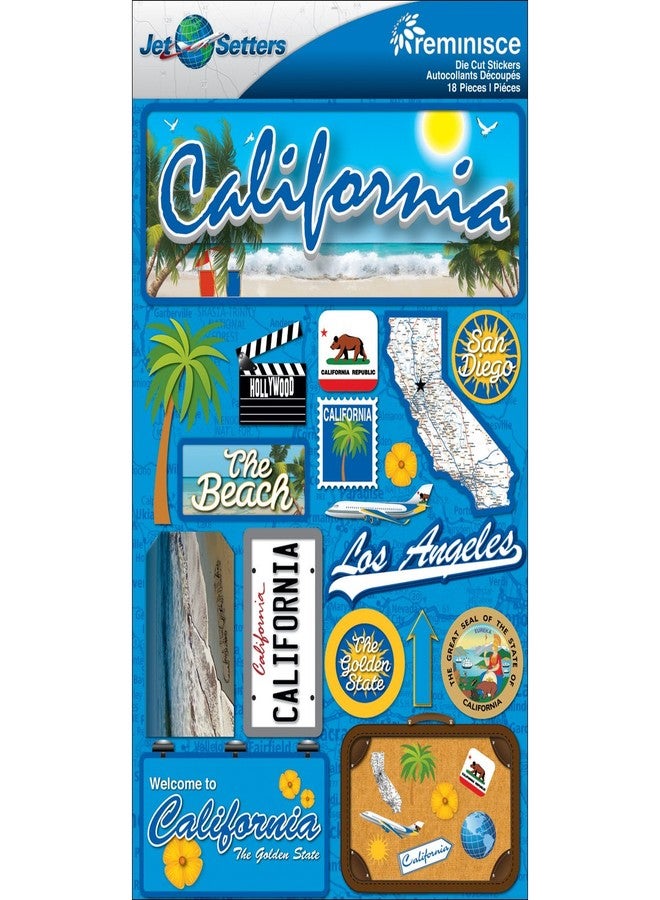 Reminisce Jet Setters 2 3-Dimensional Sticker, California,Blue