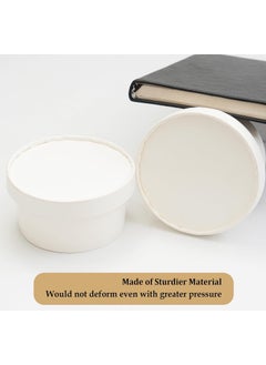 Shop & Shoppee SHOP & SHOPPEE Disposable Thick-Walled Hard Craft Hard Paper Food Container Bowl/Tub with lid - 750 ml (Pack of 25, White)  - Image 4