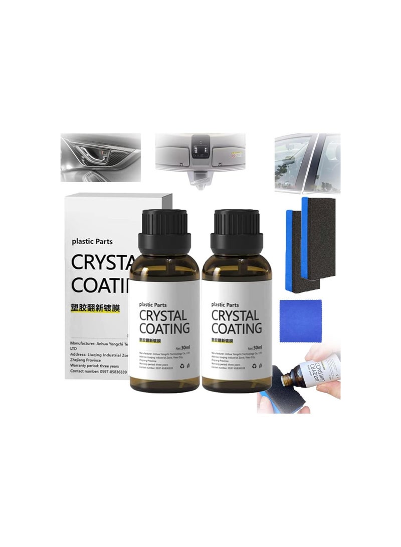 Crystal Coating for Car Plastic, Cristal Coating para PlÁstico Del Carro, LÍquido para El PlÁstico Del Carro, Plastics Parts Refurbish Agent, Plastic Parts Crystal Coating for Car (2pcs)