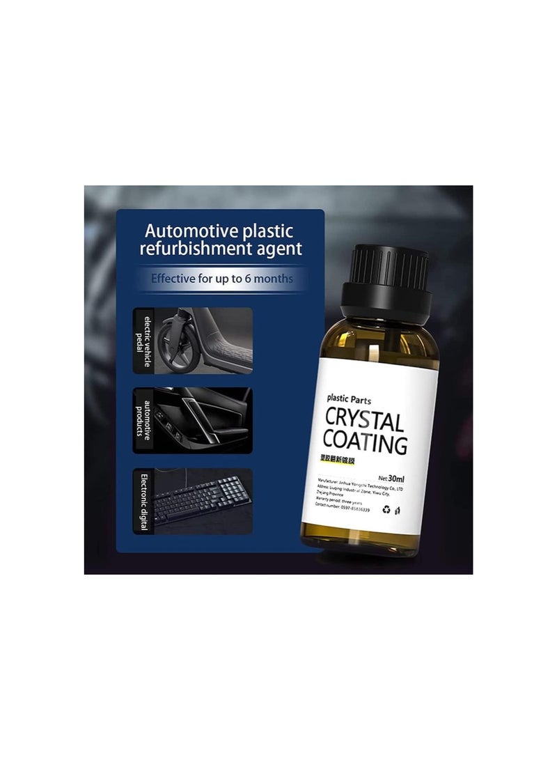 Crystal Coating for Car Plastic, Cristal Coating para PlÁstico Del Carro, LÍquido para El PlÁstico Del Carro, Plastics Parts Refurbish Agent, Plastic Parts Crystal Coating for Car (2pcs)