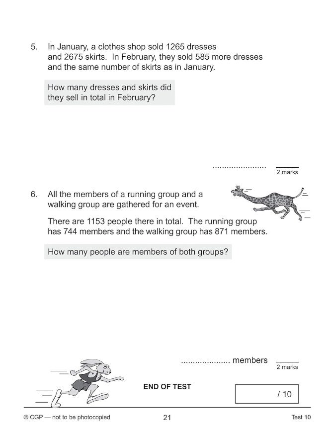اختبارات الرياضيات لمدة 10 دقائق للصف KS2 السنة 4: الجمع والطرح - Image 5