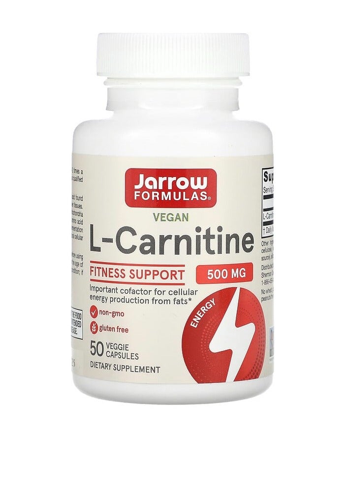 jarrow formulas L-Carnitine, 500 mg, 50 Veggie Capsules