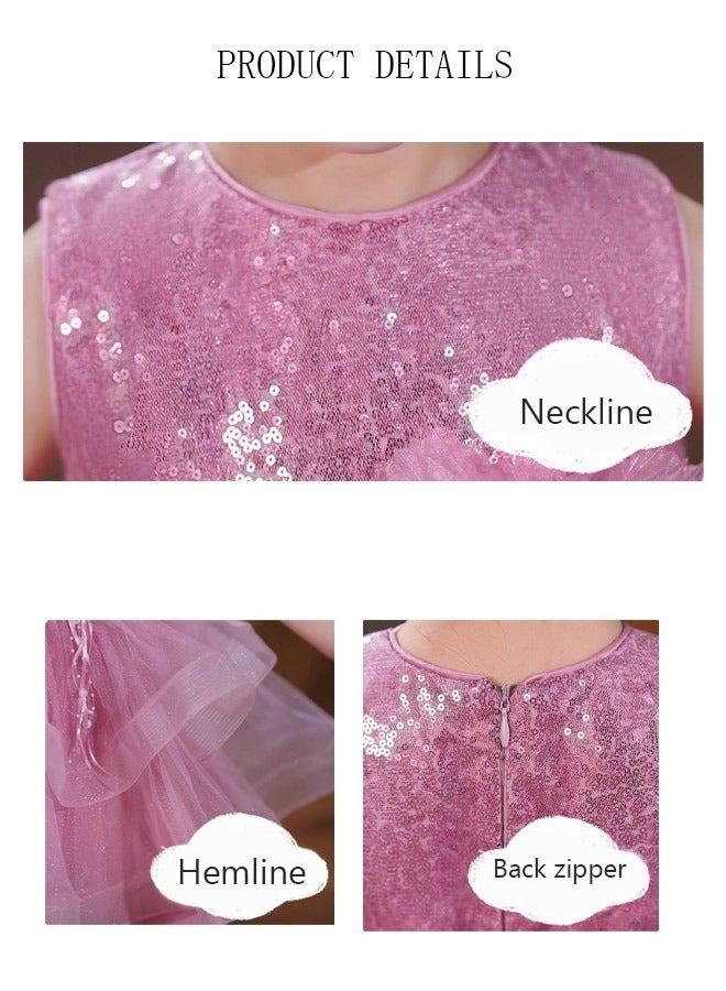 DUNISO Girls Dress, Sequins Tutu Dress, Sleeveless Flower Design Party Dresses With Tutu Skirt, Flower Girl Dresses for Toddler Princess Birthday Party  - Image 5