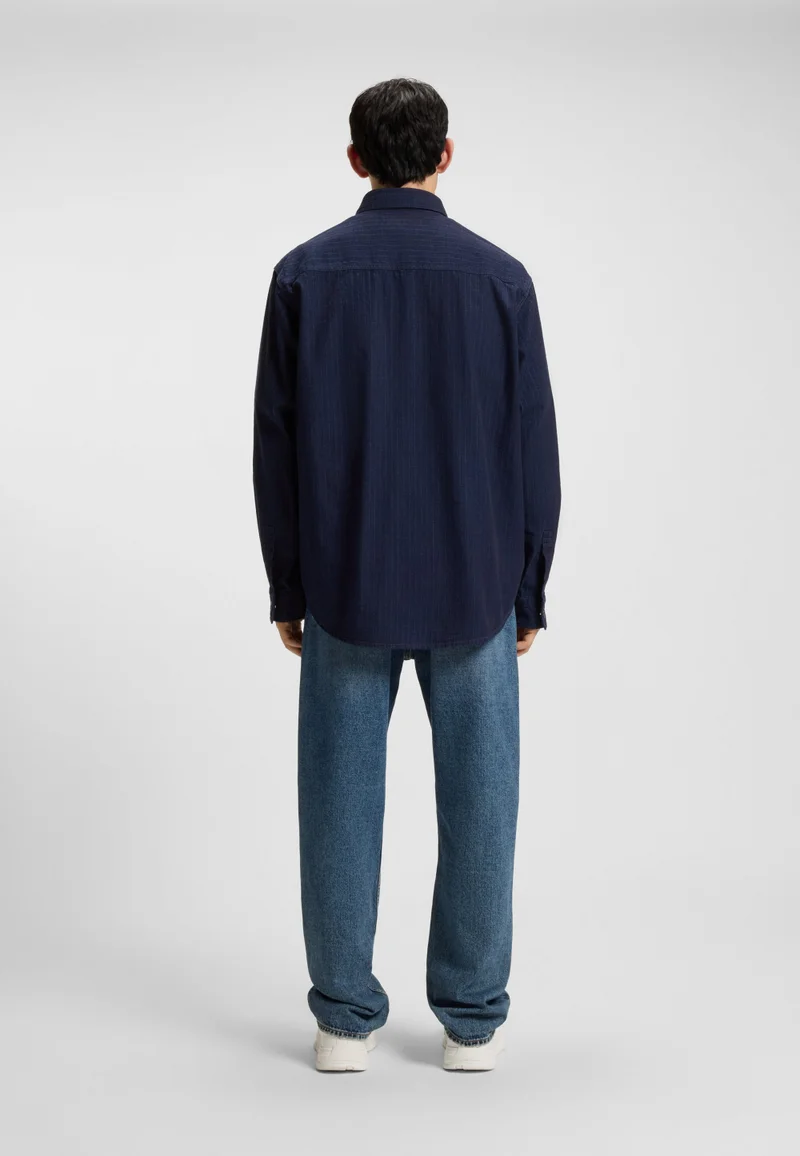 هوجو Oversized-fit shirt in denim-look structured ripstop fabric